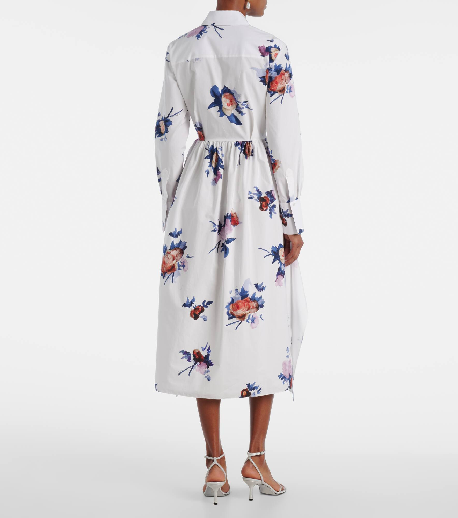 Floral cotton poplin shirt dress - 3