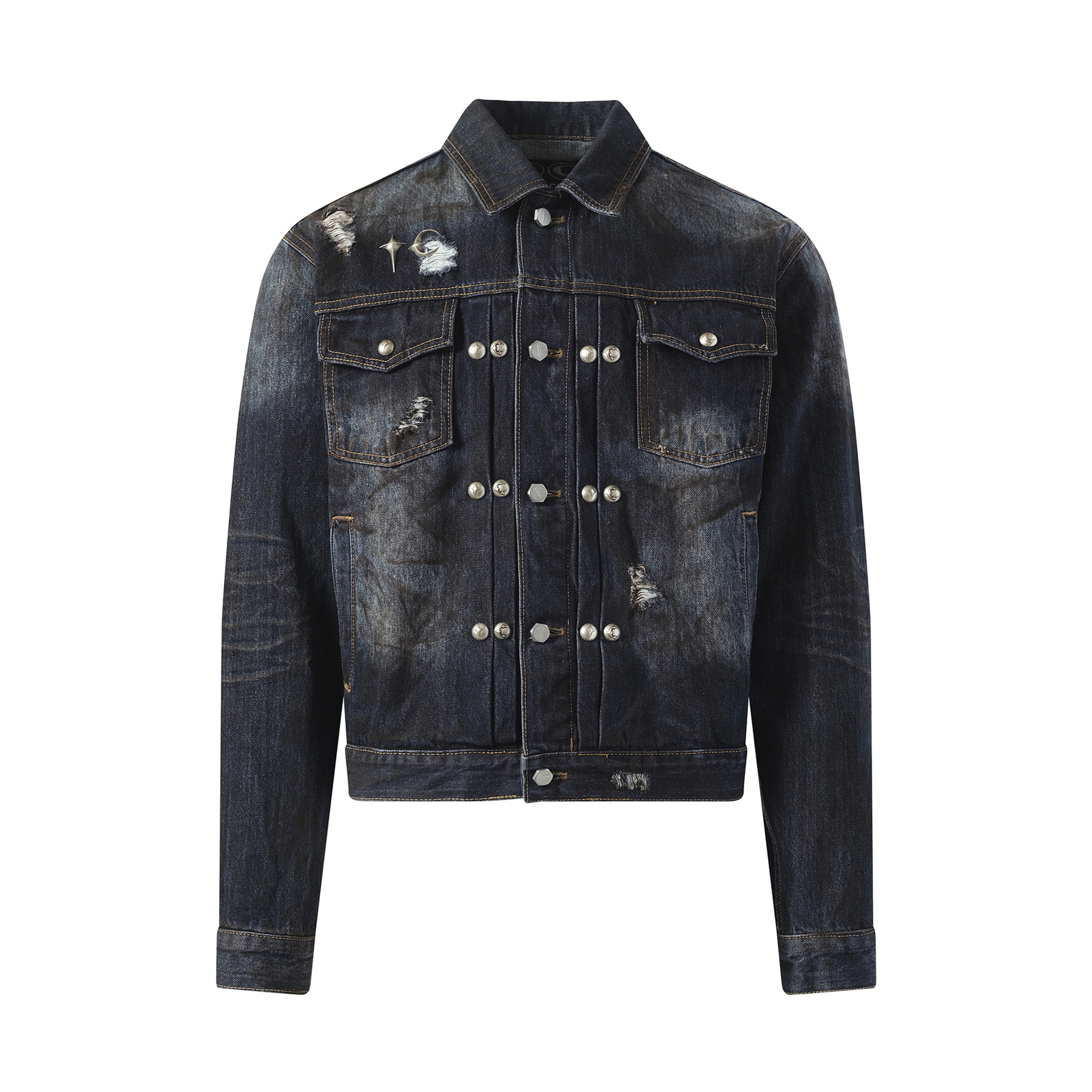 Burn Down Denim Jacket in Blue - 2