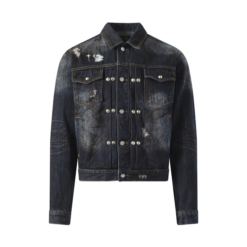 Thug Club Burn Down Denim Jacket in Blue outlook