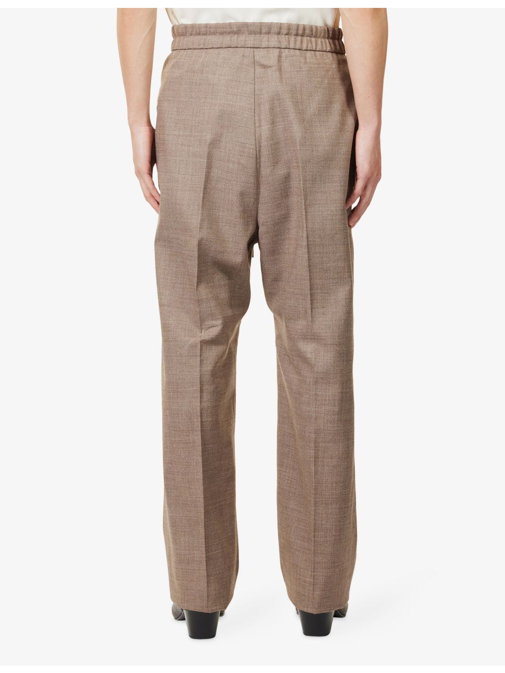 Drawstring Straight-Leg Wool Trousers - 4