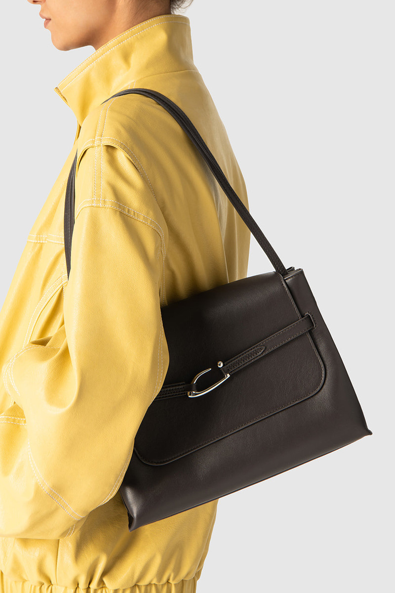 Cora Ristretto Nappa Leather Shoulder Bag 7