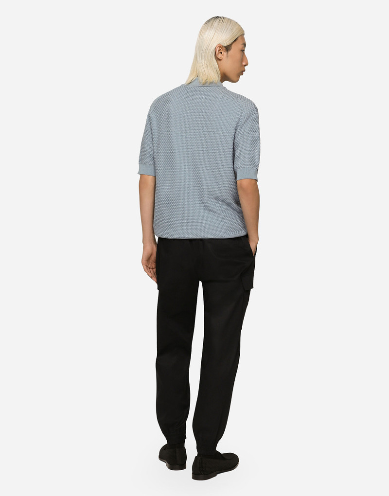 Stretch cotton polo-shirt with DG hardware 5