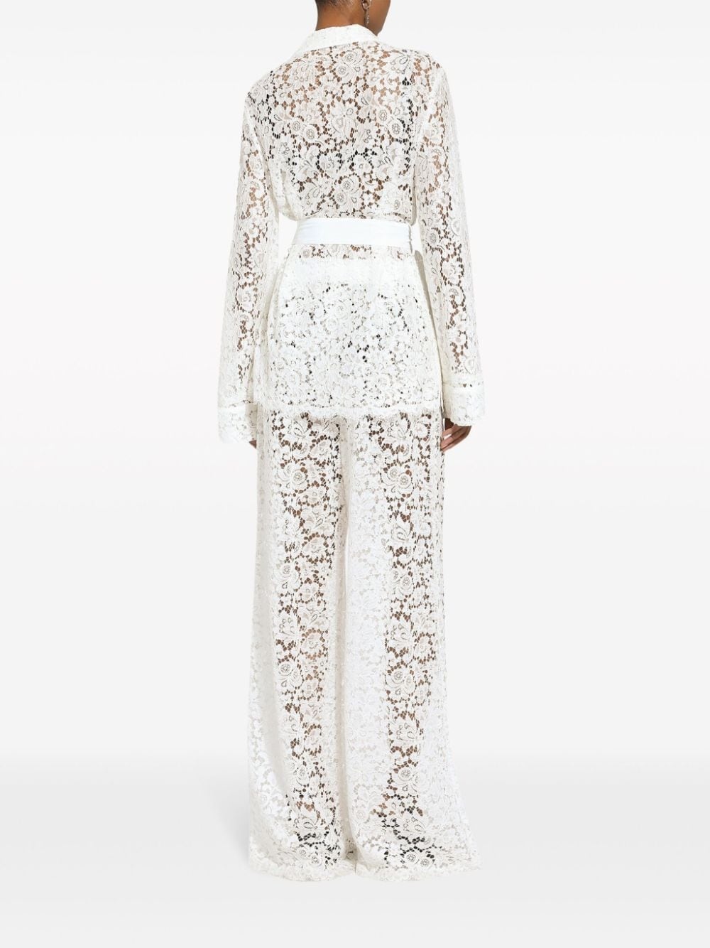 floral-lace long-length palazzo pants - 4