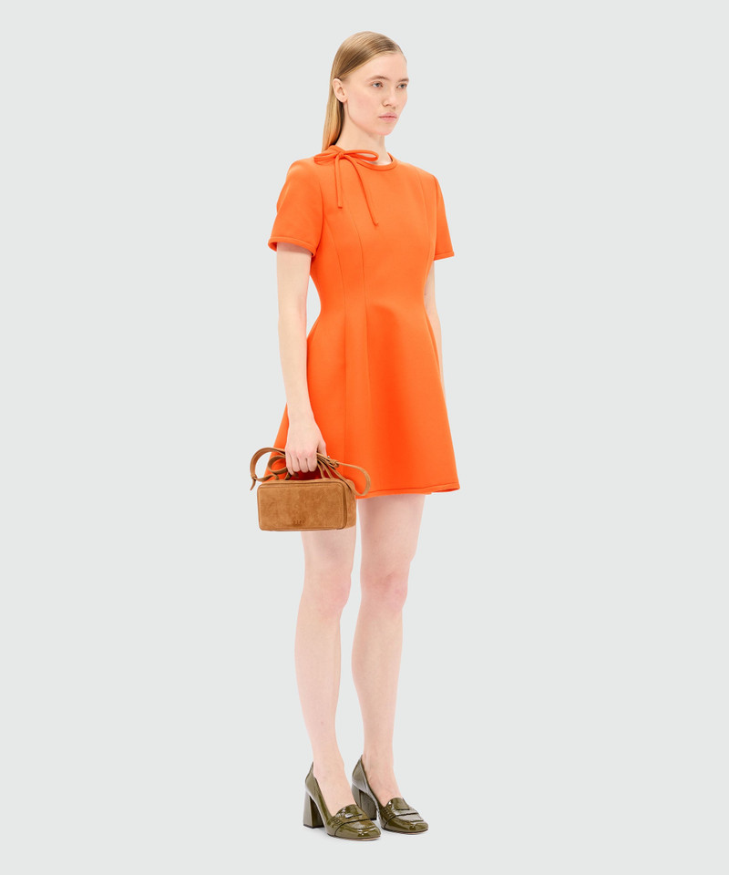 Orange cady minidress with bow detail 4