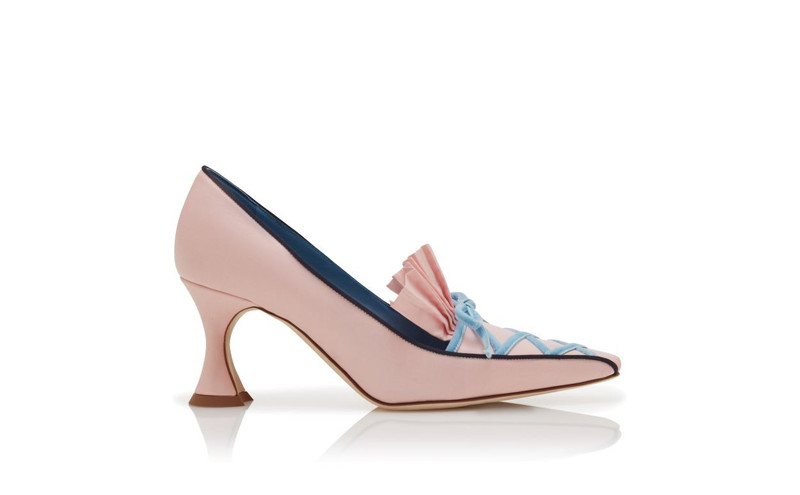 Pink Silk Criss-Cross Detail Pumps 1