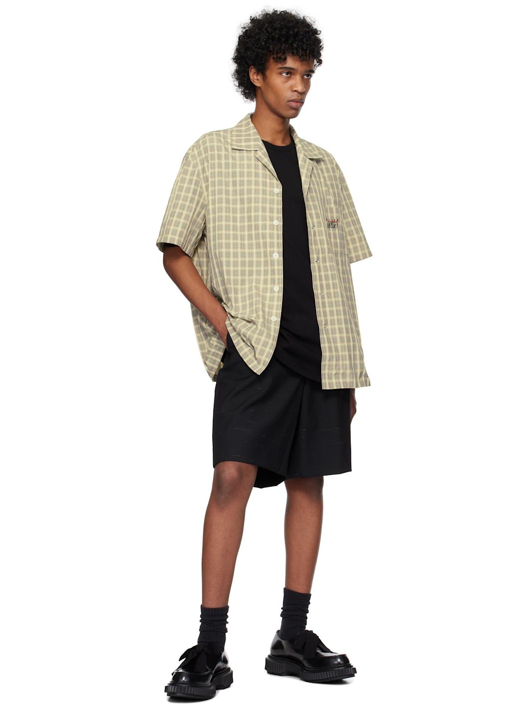 Beige Check Half Sleeve Shirt - 4