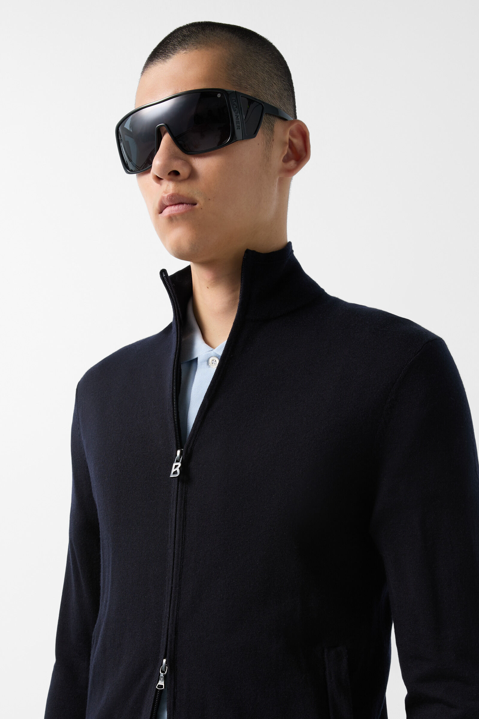 Oscar Merino knit jacket in Navy blue - 5