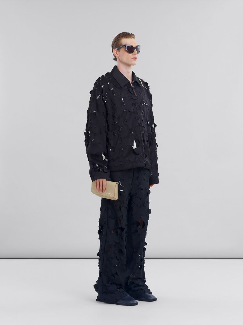BLACK COTTON CARGO PANTS WITH CUT-OUT DETAIL - 5