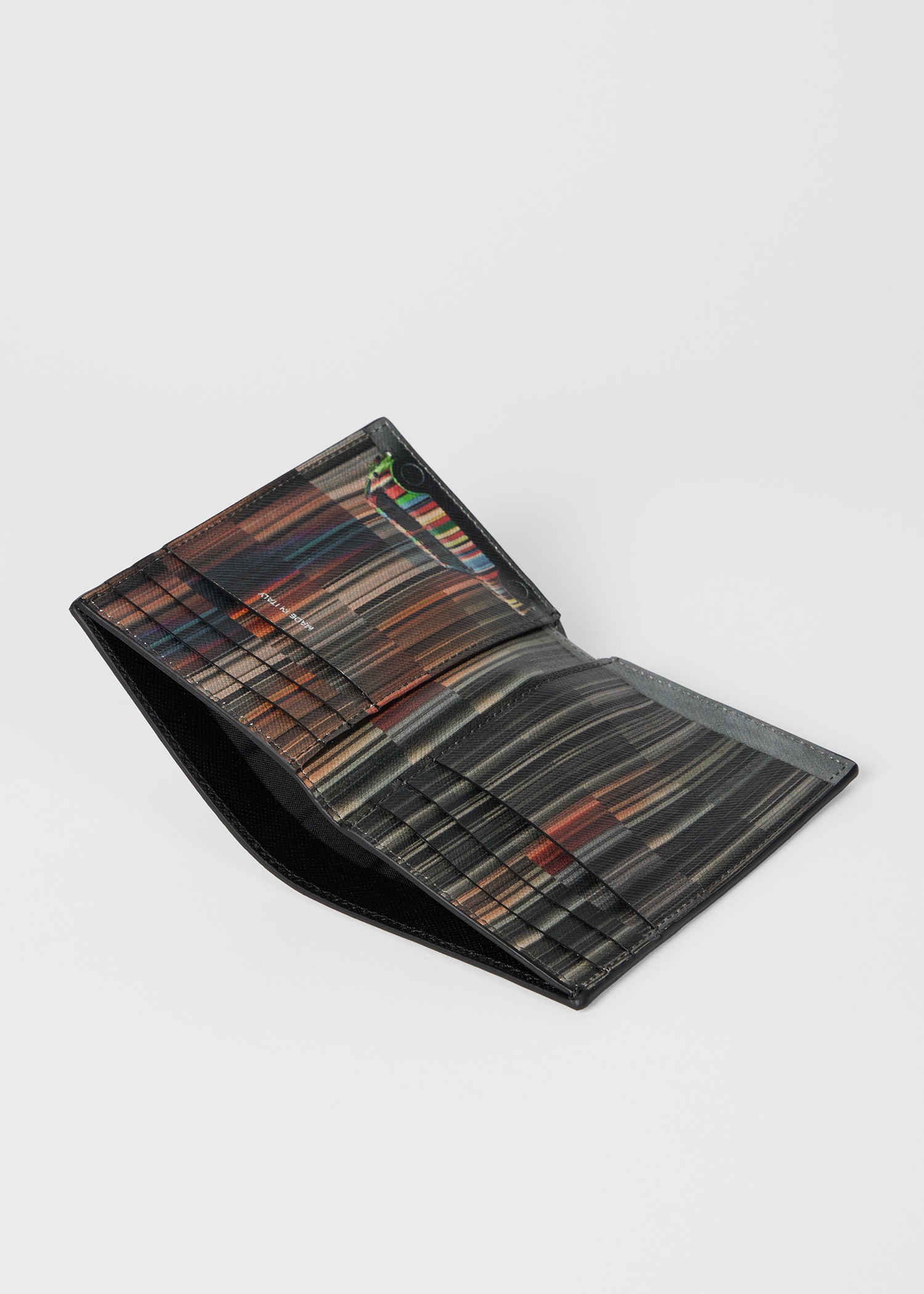 Black 'Mini Stripe' Leather Credit Card Wallet - 3