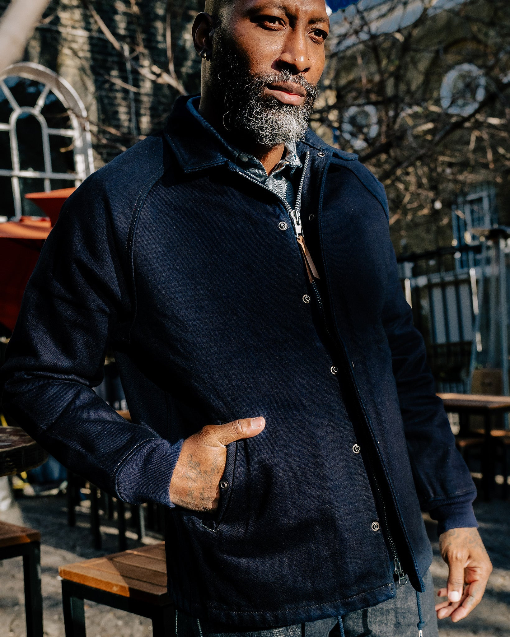 IHJ-142-IND 21oz Serge Windbreaker - Indigo - 4