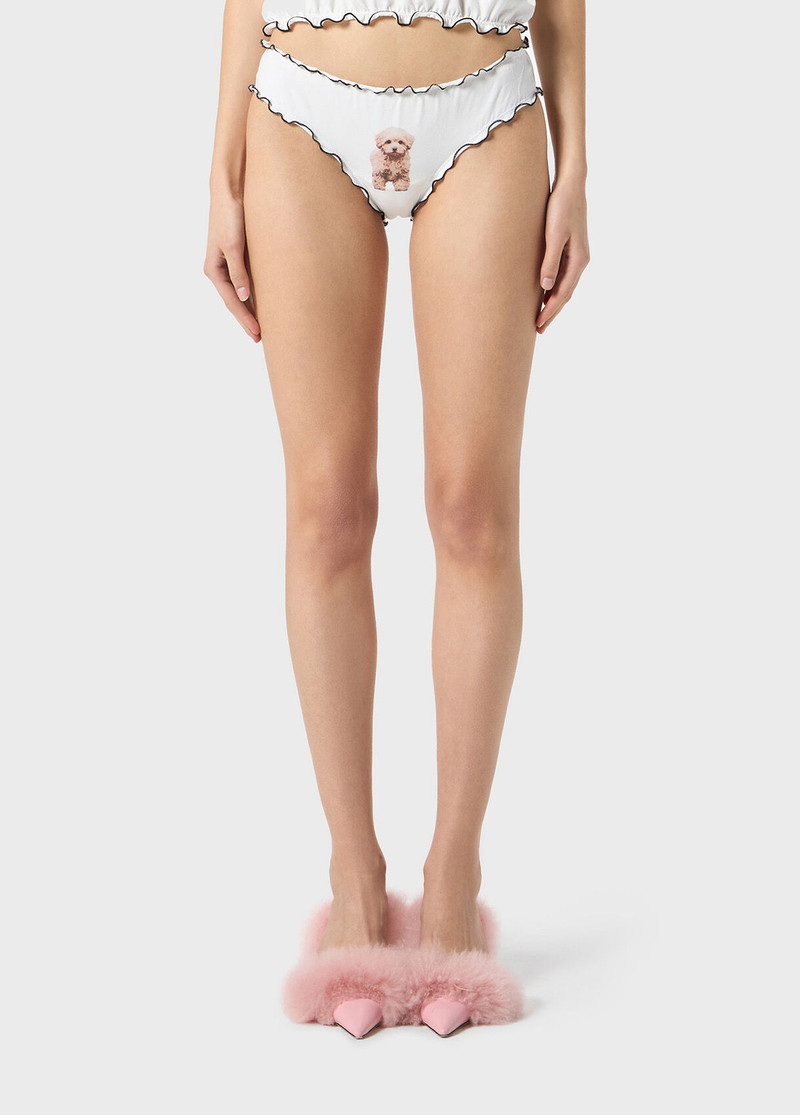 Blumarine PUPPY PRINT JERSEY BRIEFS WITH RUFFLES outlook
