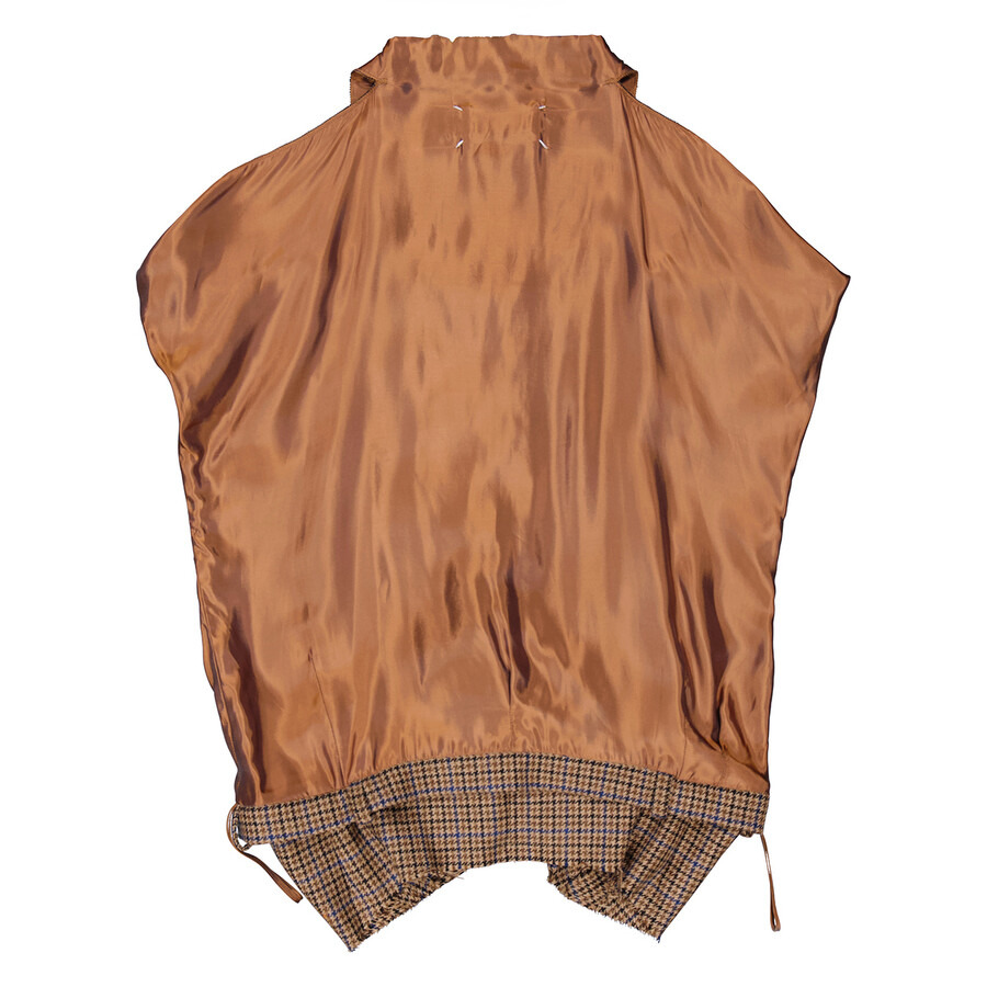 Maison Margiela Ladies Camel Houndstooth Wool Decortique Top - 7
