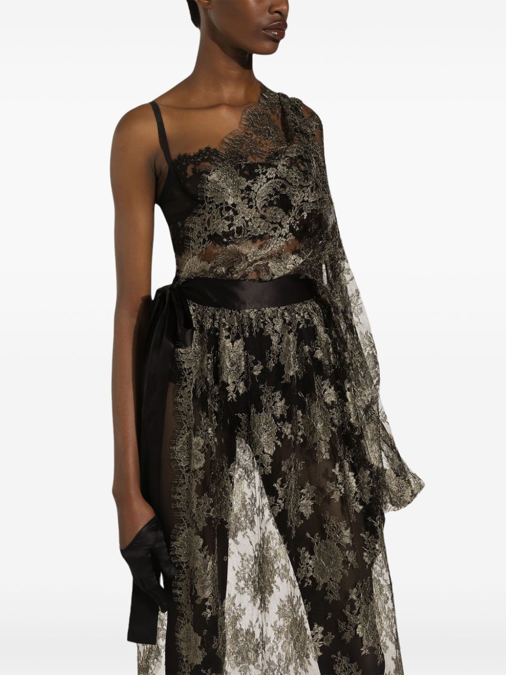 semi-sheer lace gown - 5