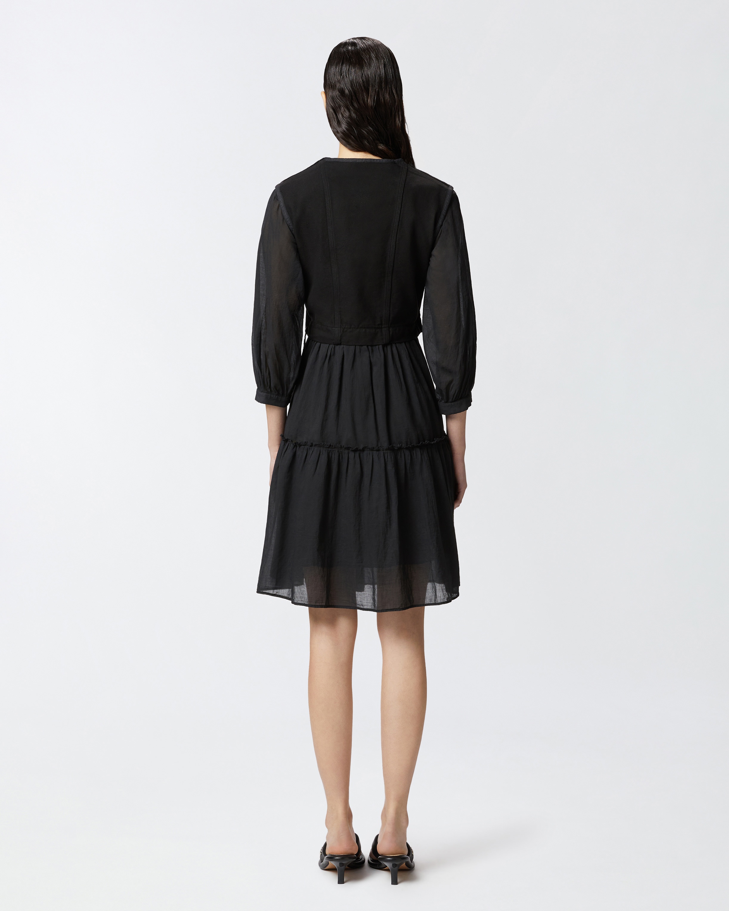 TWO-PIECE EFFECT MINI DRESS WITH SOFT SKIRT - 4