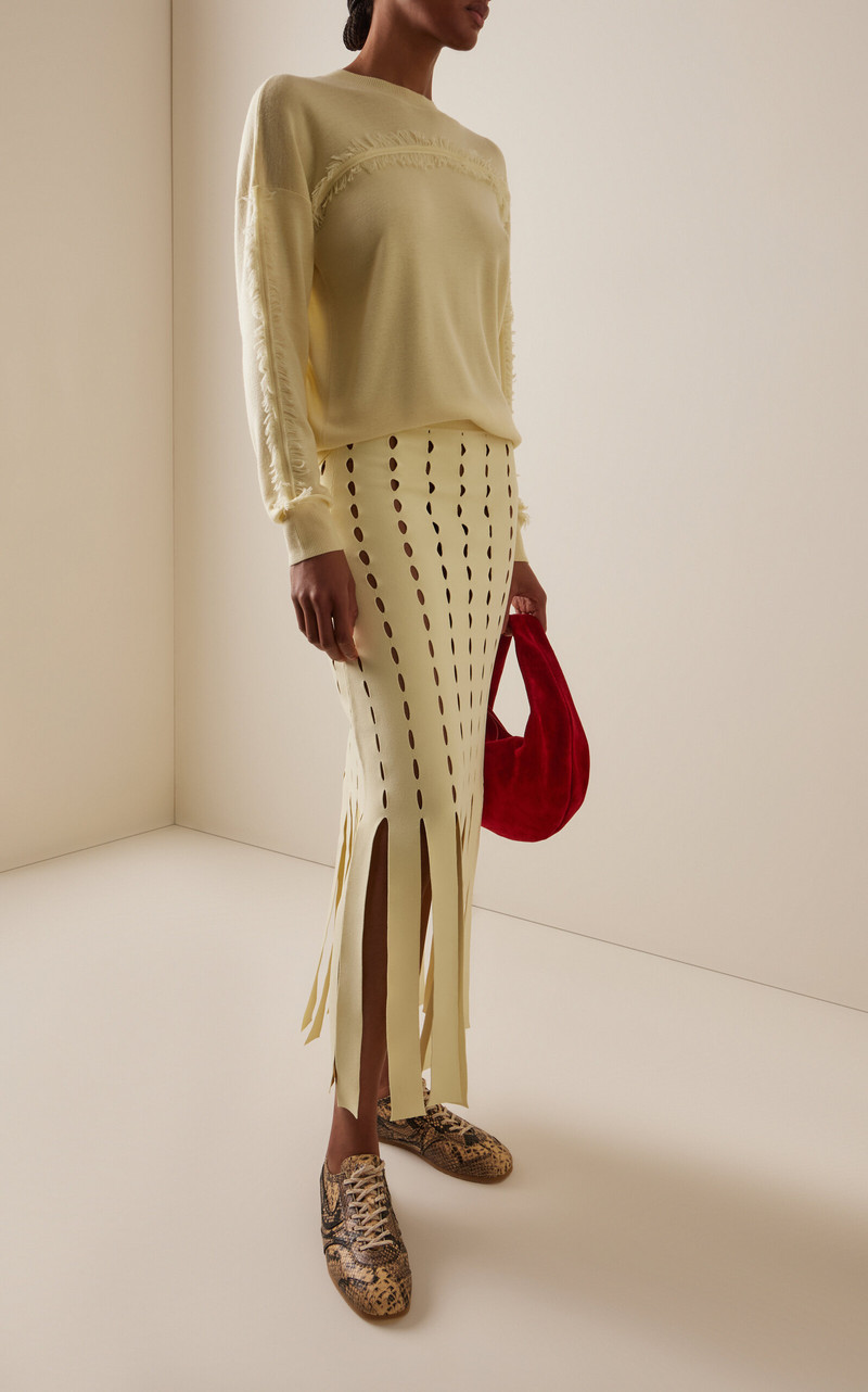 ZANKOV Perry Perforated Knit Maxi Skirt yellow outlook