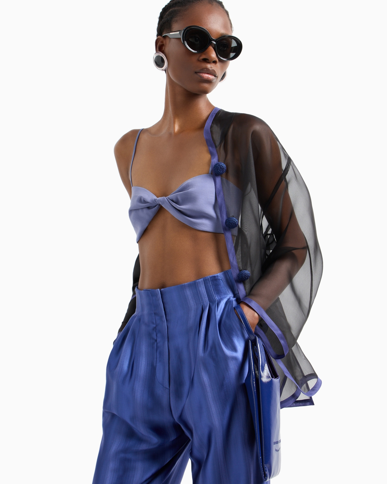 Pure silk organza shirt jacket with floral embroidery - 5