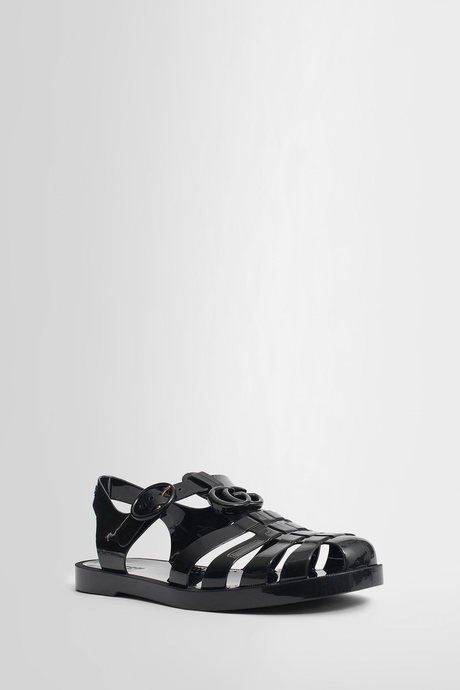 Gucci men's black rubber sandals with double g - 2