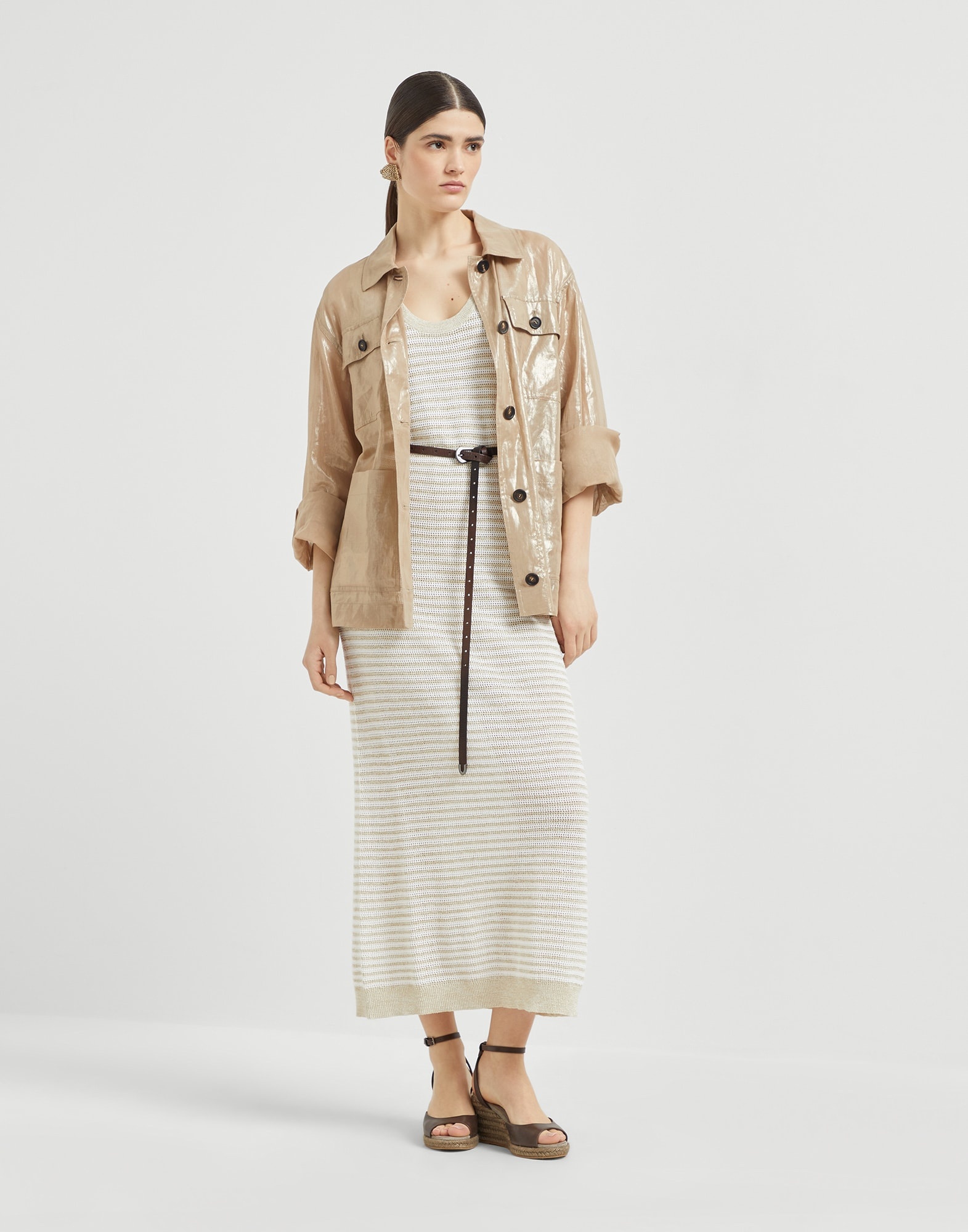 Sparkling striped linen and cotton knit dress - 5