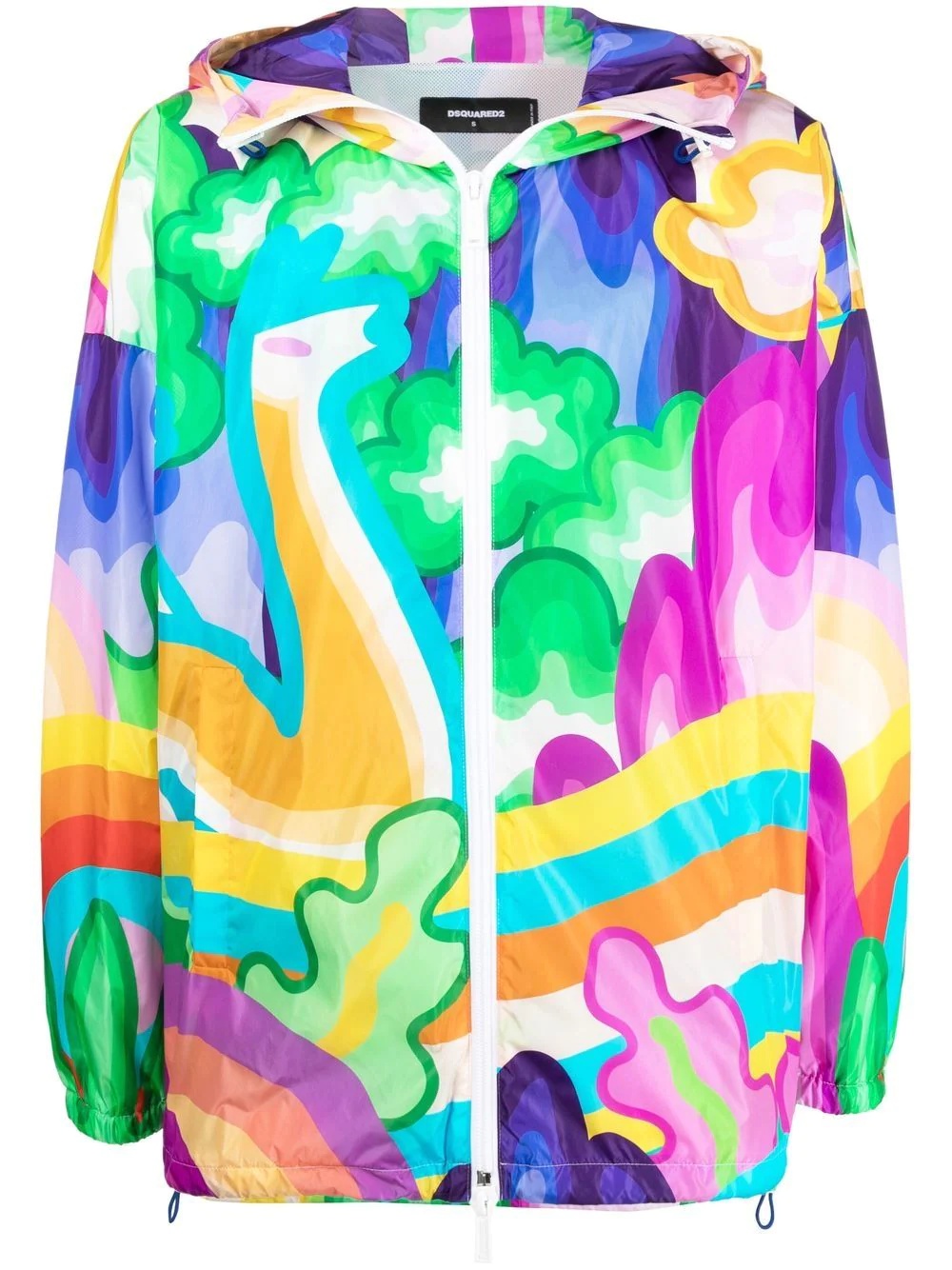 all-over graphic-print hooded jacket - 1