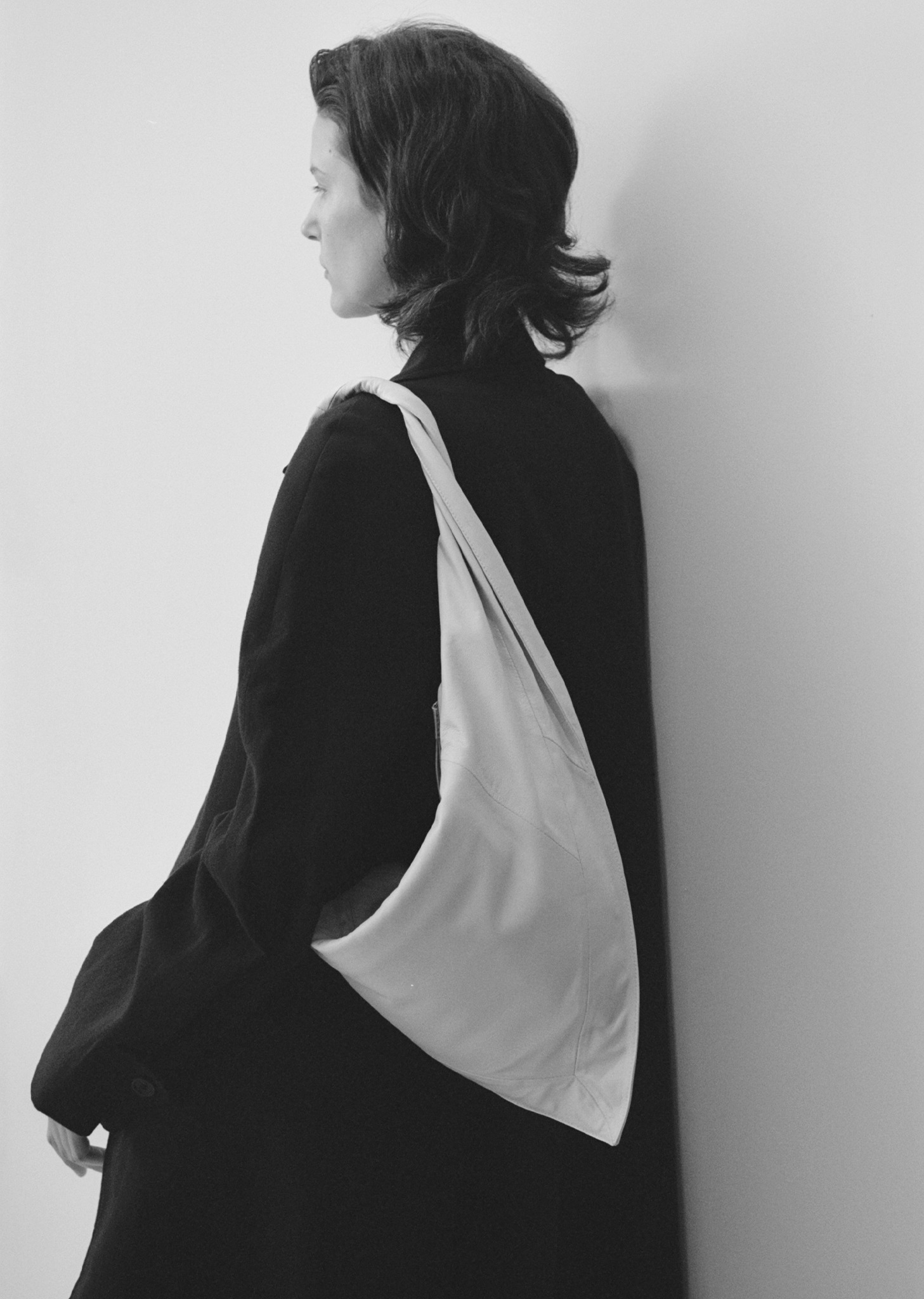 Leather Scarf Bag, Small — Off White - 5