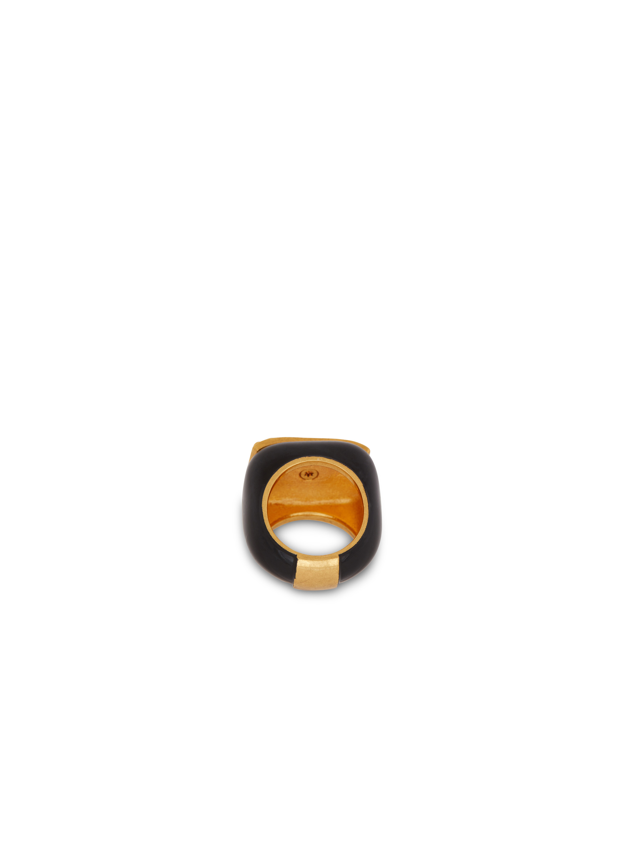 Signature Grid brass and enamel ring - 4