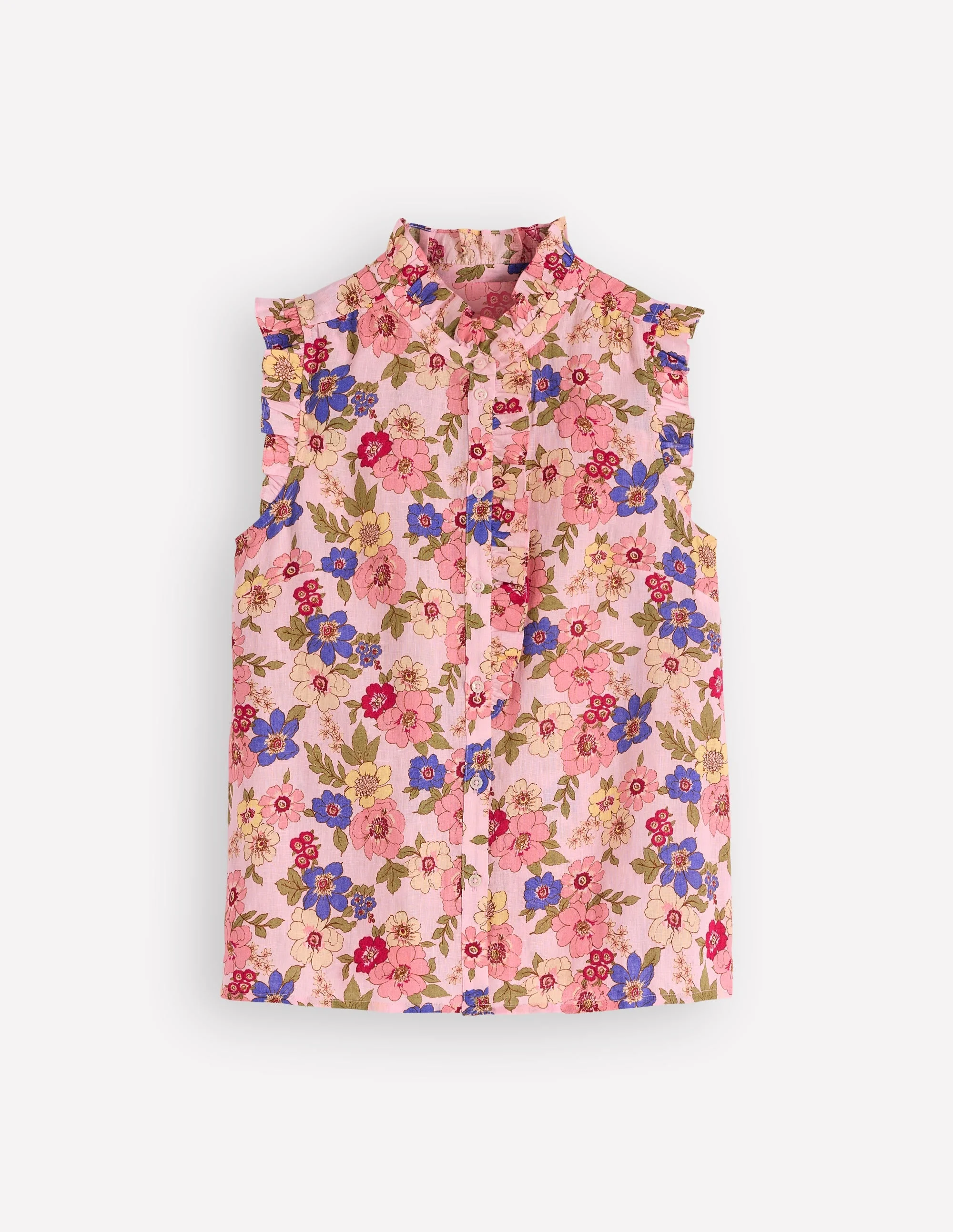 Isabel Sleeveless Linen Top-Blooming Pink, Blossomy Garden - 1