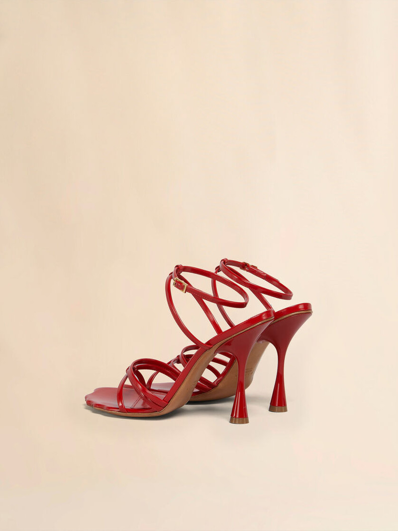 Marni RED LEATHER MOONLIGHT SANDAL WITH ANKLE STRAP outlook