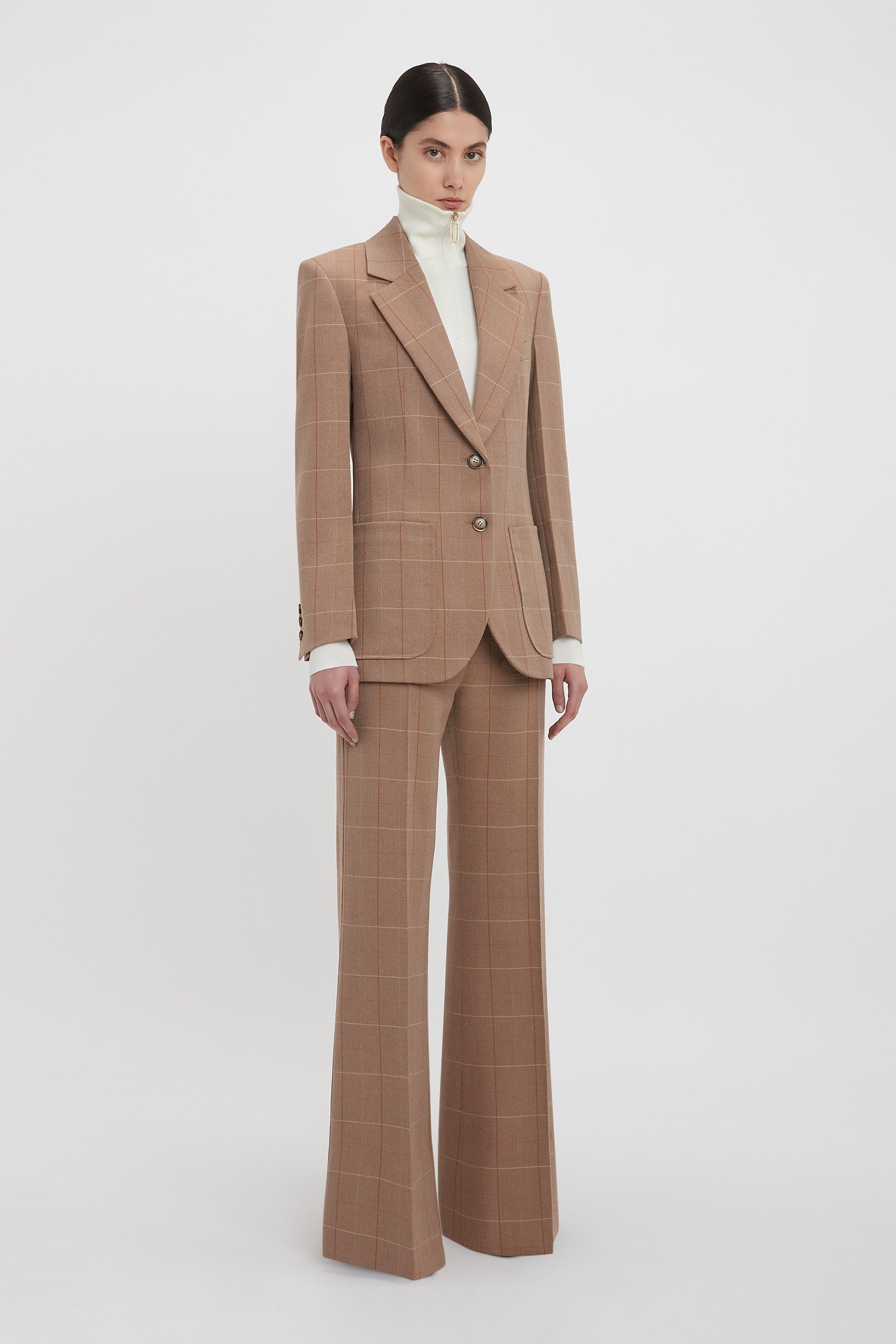 Exclusive Patch Pocket Jacket In Camel-Multi Check - 3
