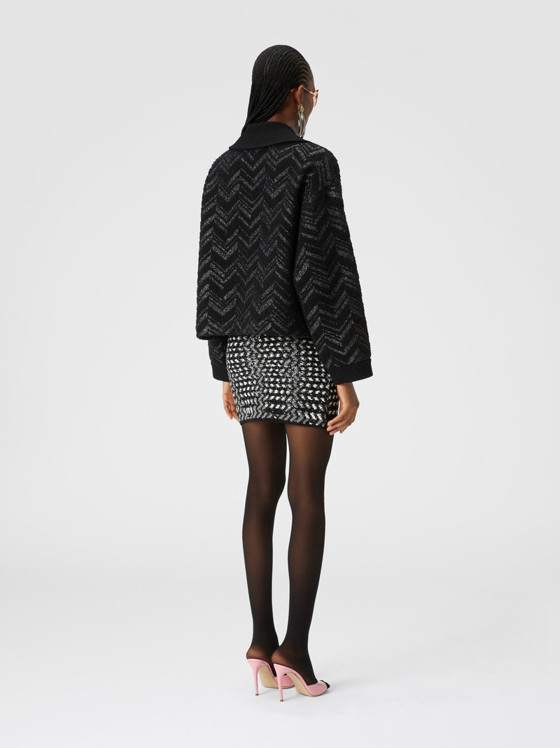 Bouclé knit jacket with lamé chevron 3