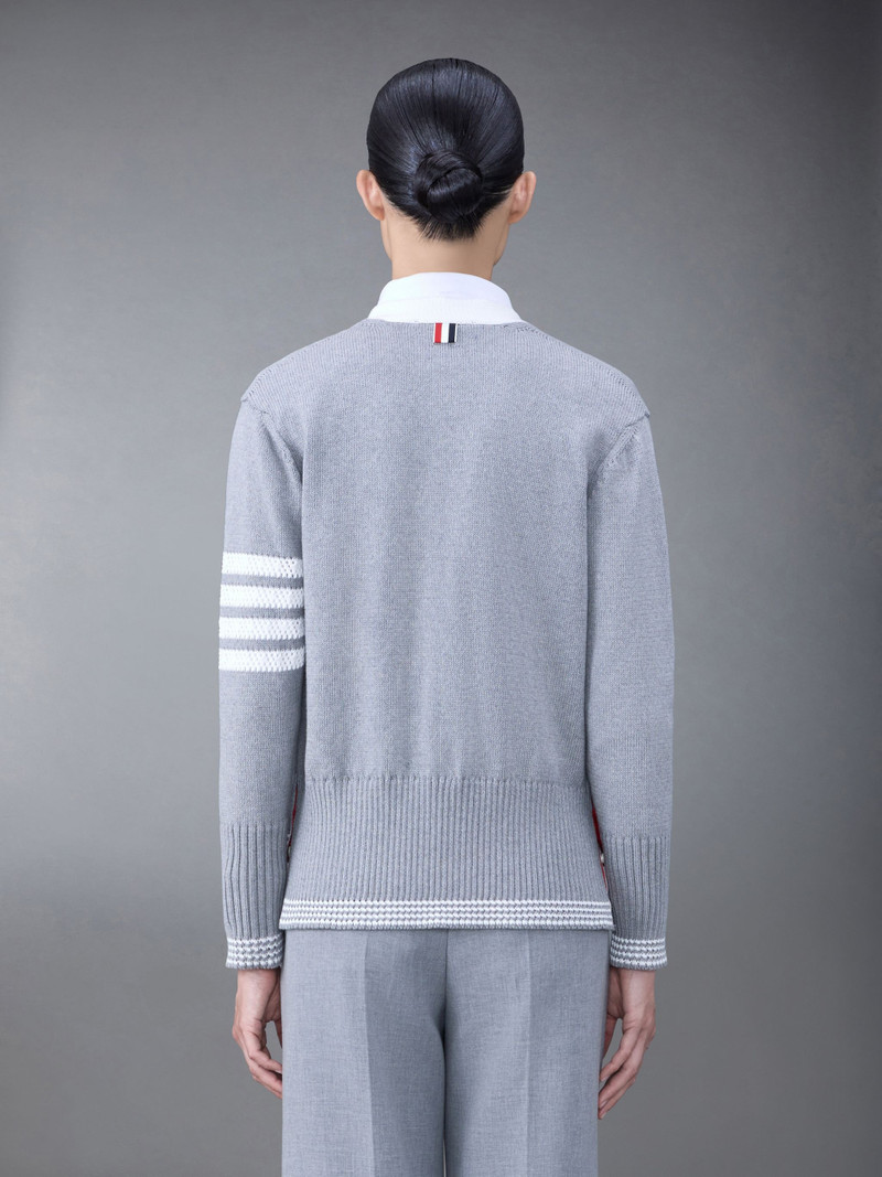 4-Bar V-neck cotton cardigan 2