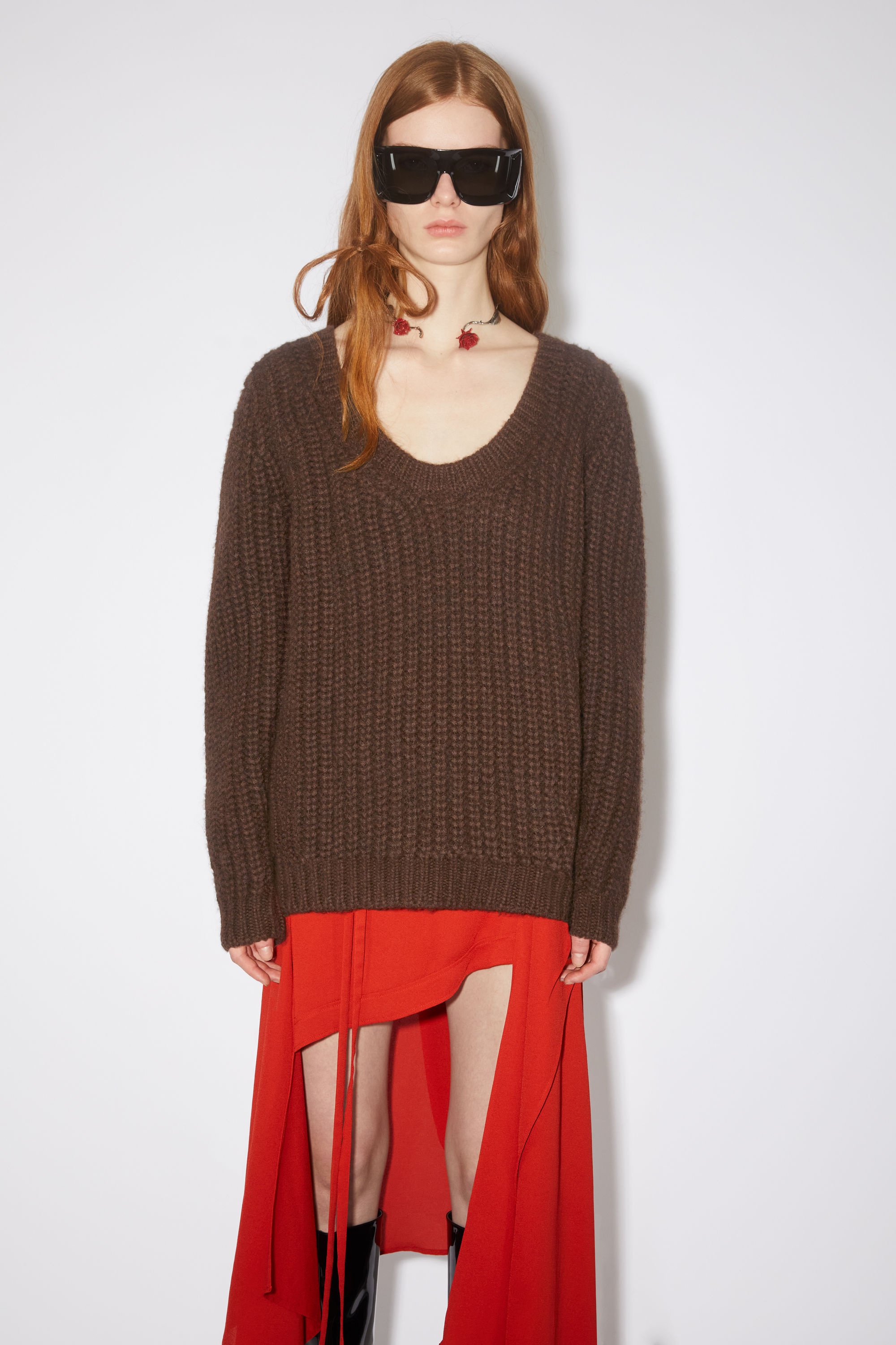 Wool blend jumper - Dark brown - 2