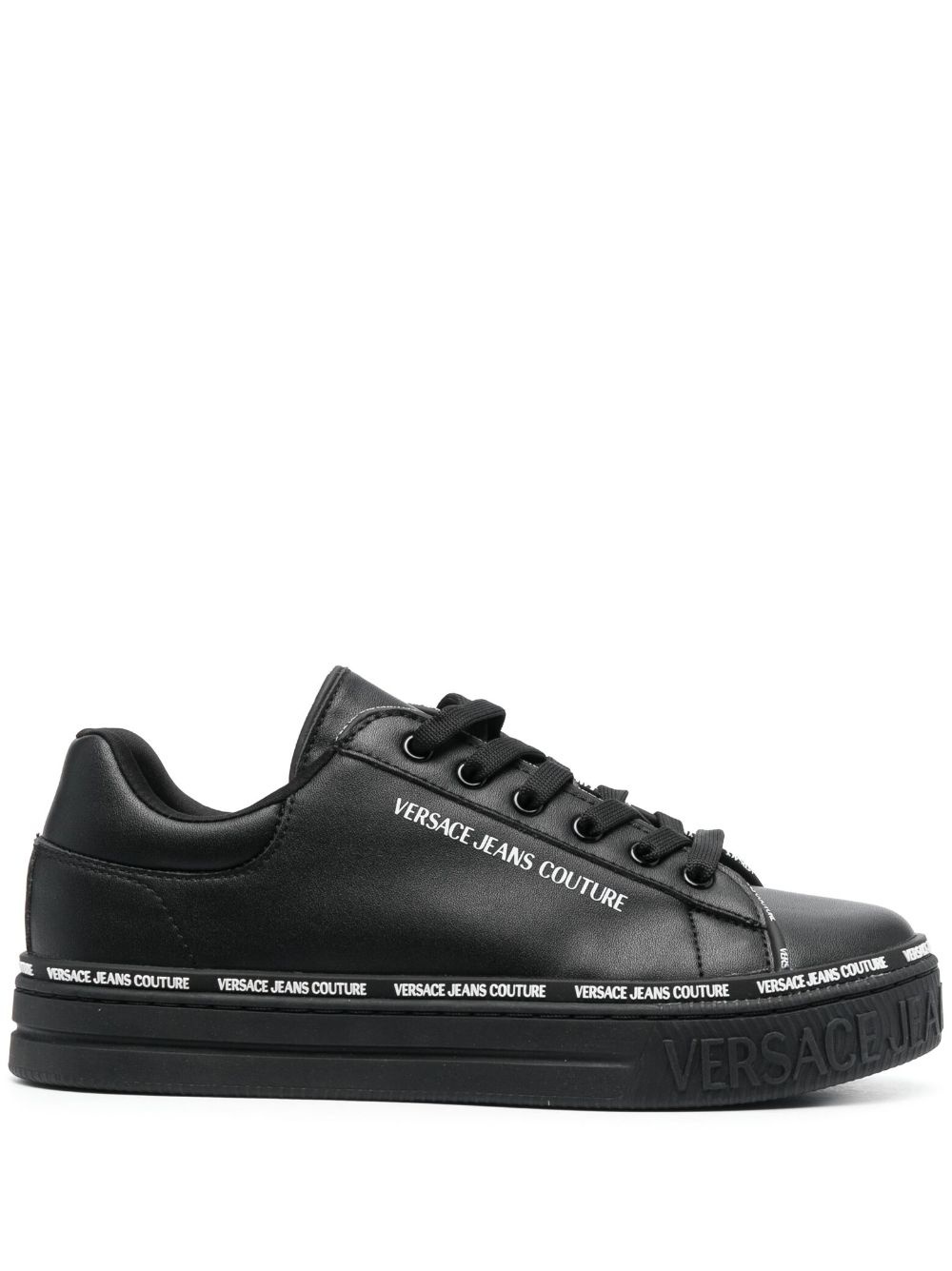 logo-print leather sneakers - 1