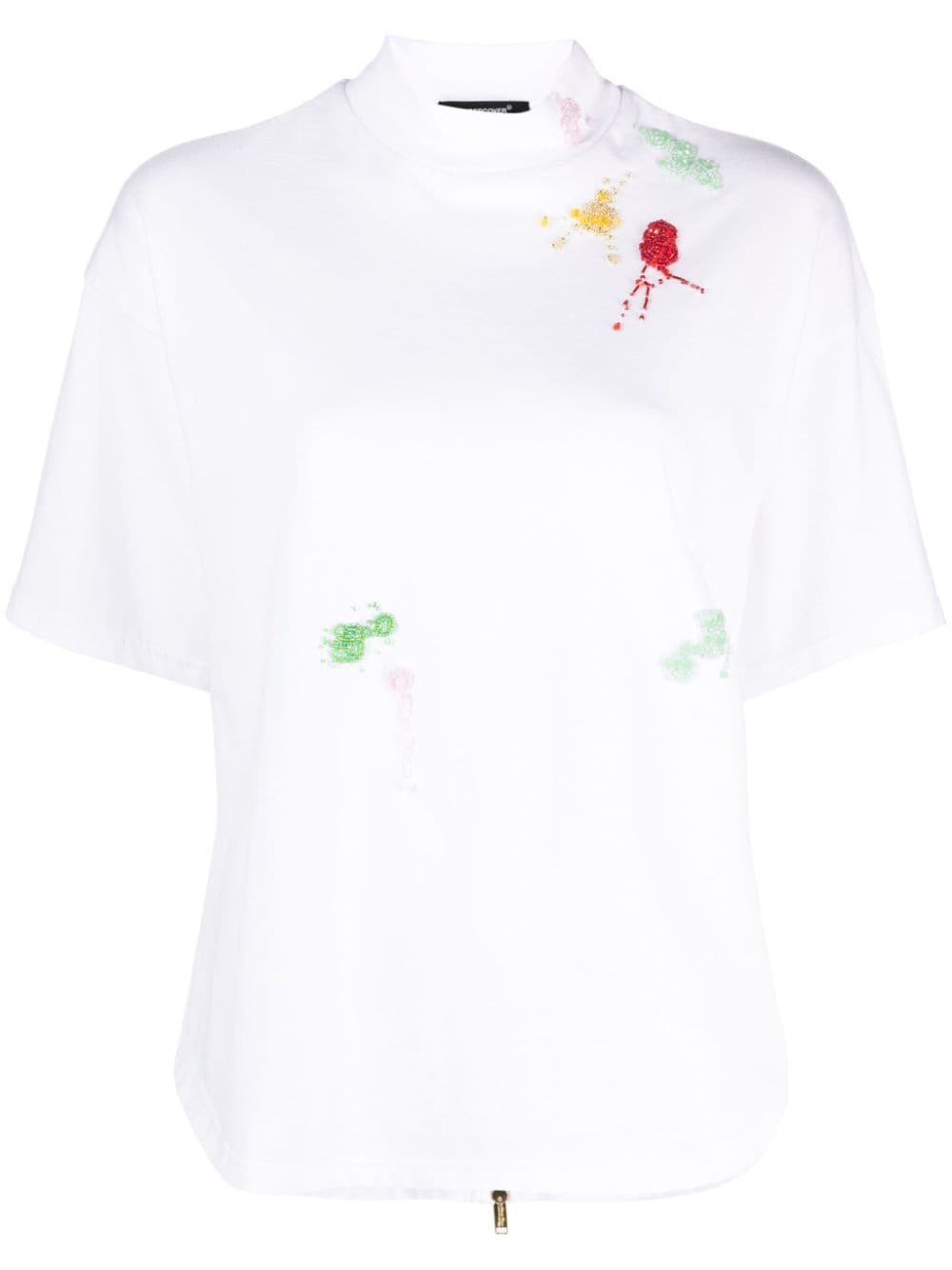 bead-detailing cotton T-shirt - 1