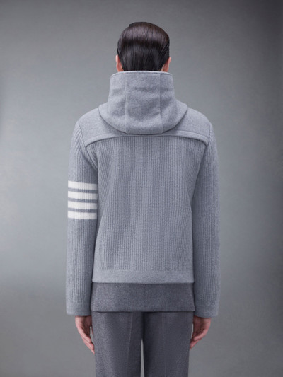 Thom Browne Boiled Wool Half Cardigan Stitch Hooded 4-Bar Duffle Jacket outlook