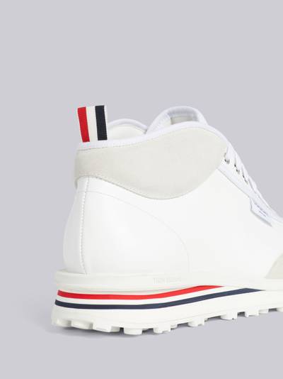 Thom Browne White Vitello Calf Leather Mid-top Rugby Trainer outlook