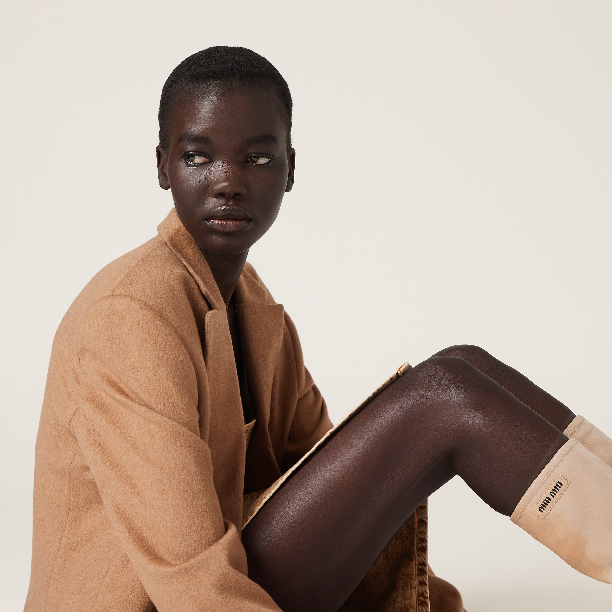 Miu Miu Single-breasted velour camel hair coat | REVERSIBLE