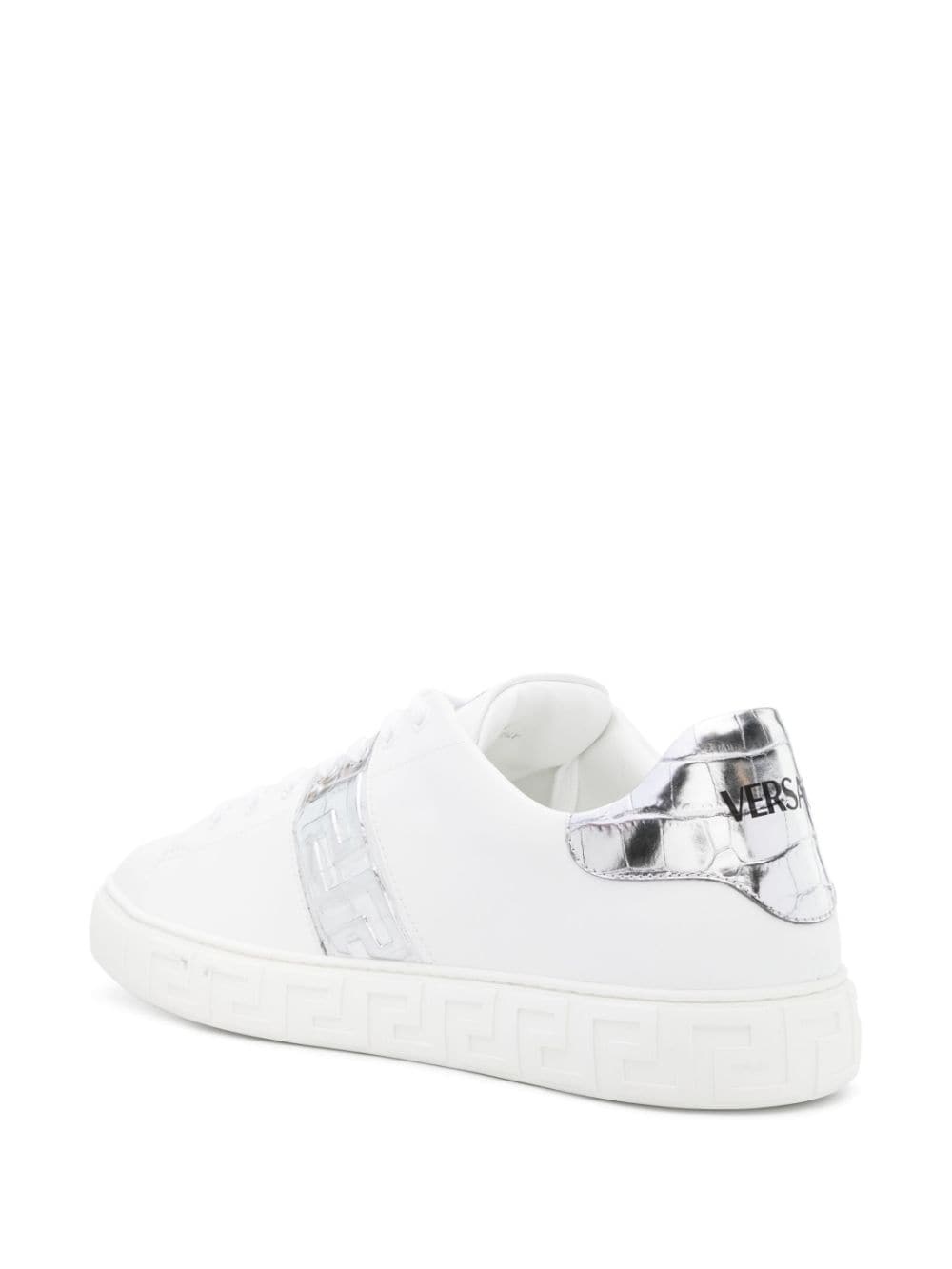 Greca-detail leather sneakers - 3