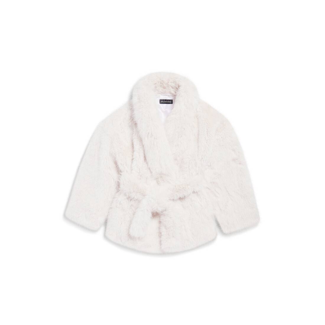 Women's Cocoon Wrap Coat in Light Beige - 1
