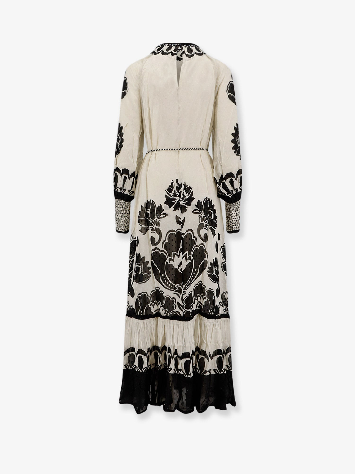 Viscose Dress With Floral Arabesque Motif - 2