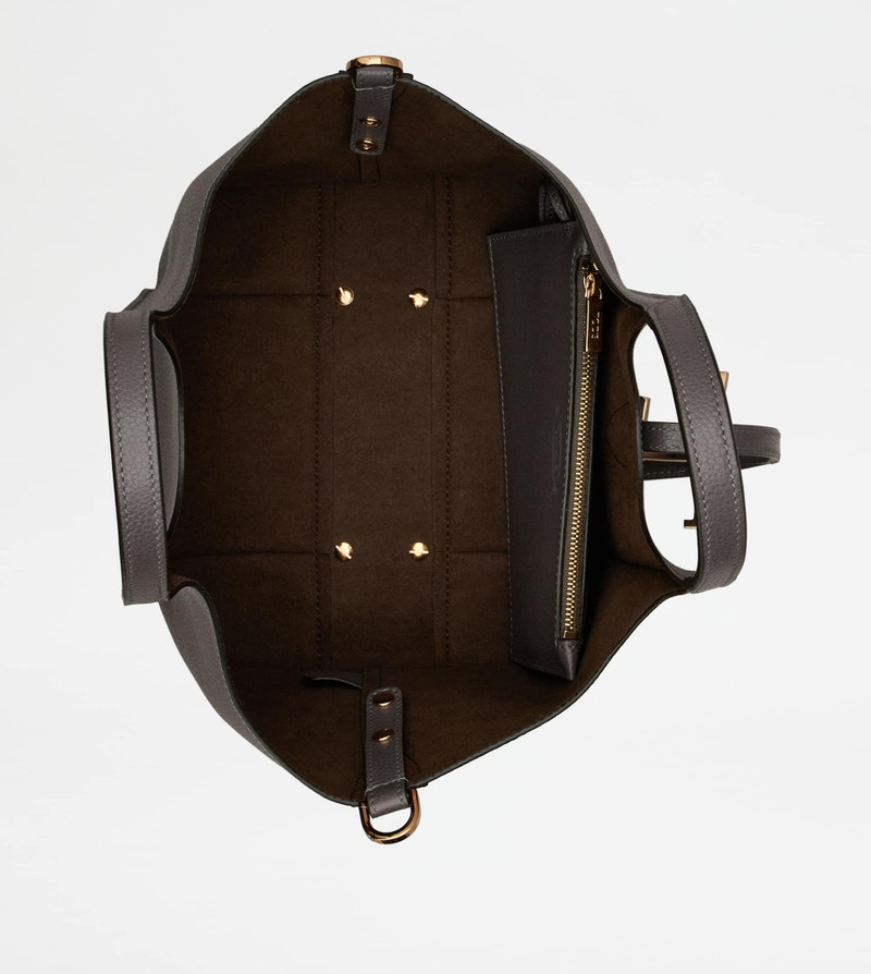 T TIMELESS SHOPPING BAG IN LEATHER MINI - GREY 4