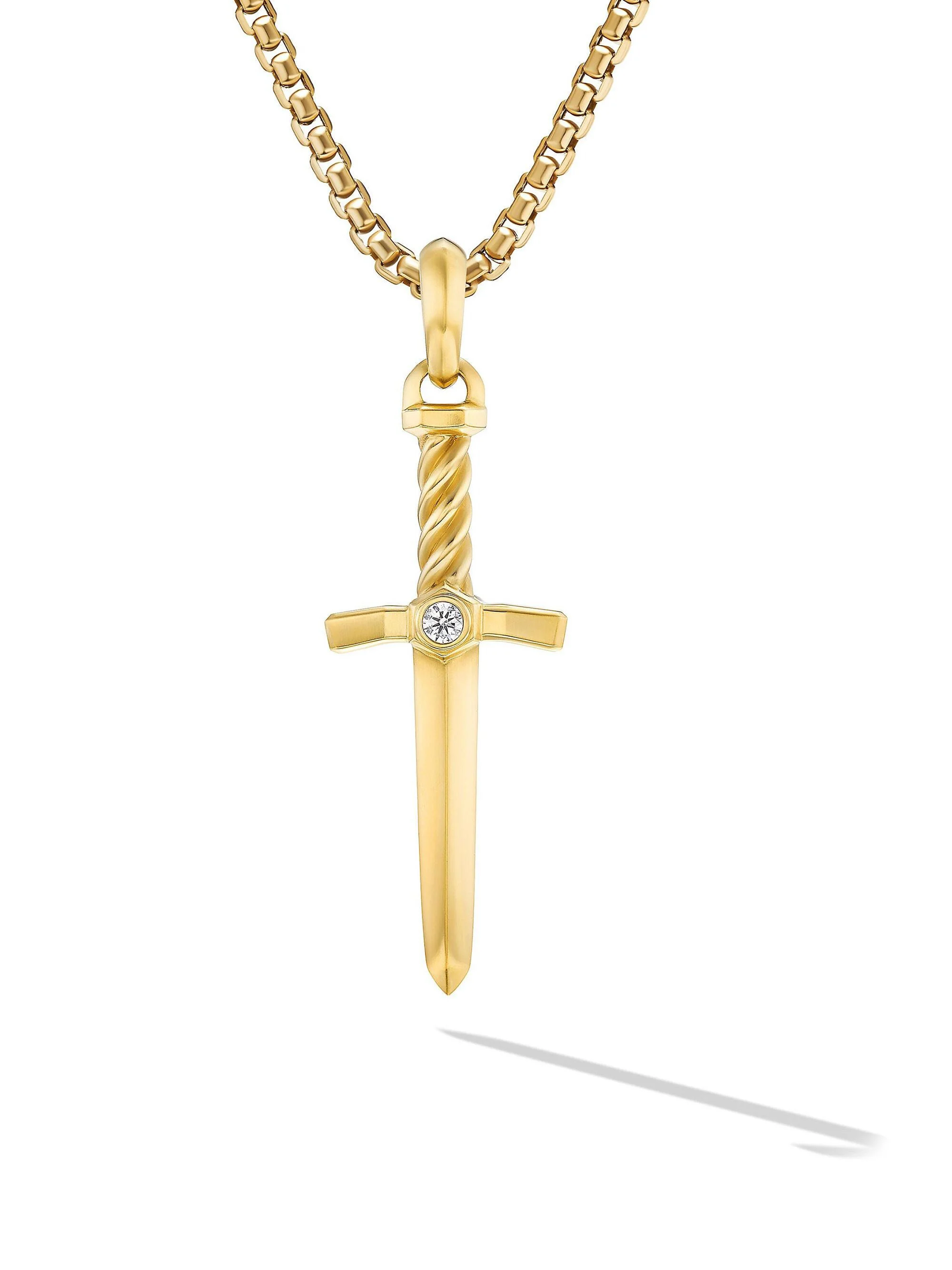 Men's Sword Amulet in 18K Yellow Gold with Diamond, 45MM - Gold - 1