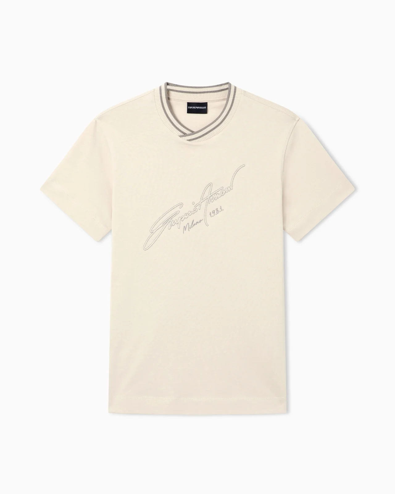 SLIM-FIT, HEAVY JERSEY T-SHIRT WITH LOGO SIGNATURE EMBROIDERY - 1