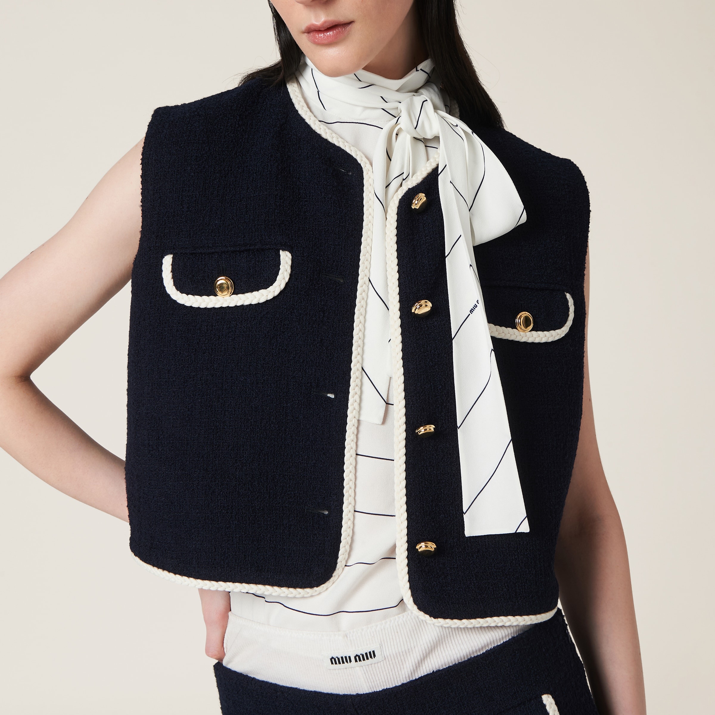 Single-breasted tweed vest - 4