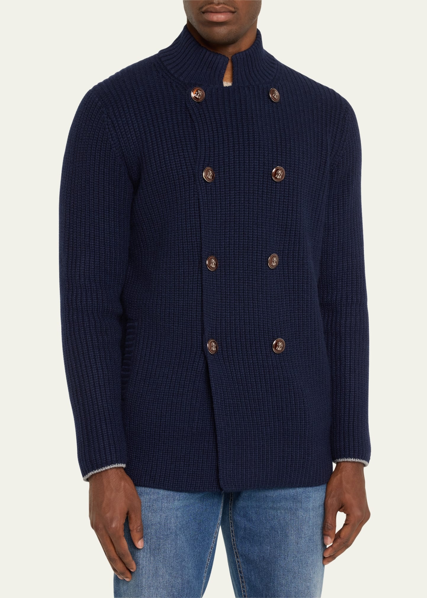 Men's Knit Double-Breasted Cardigan - 4