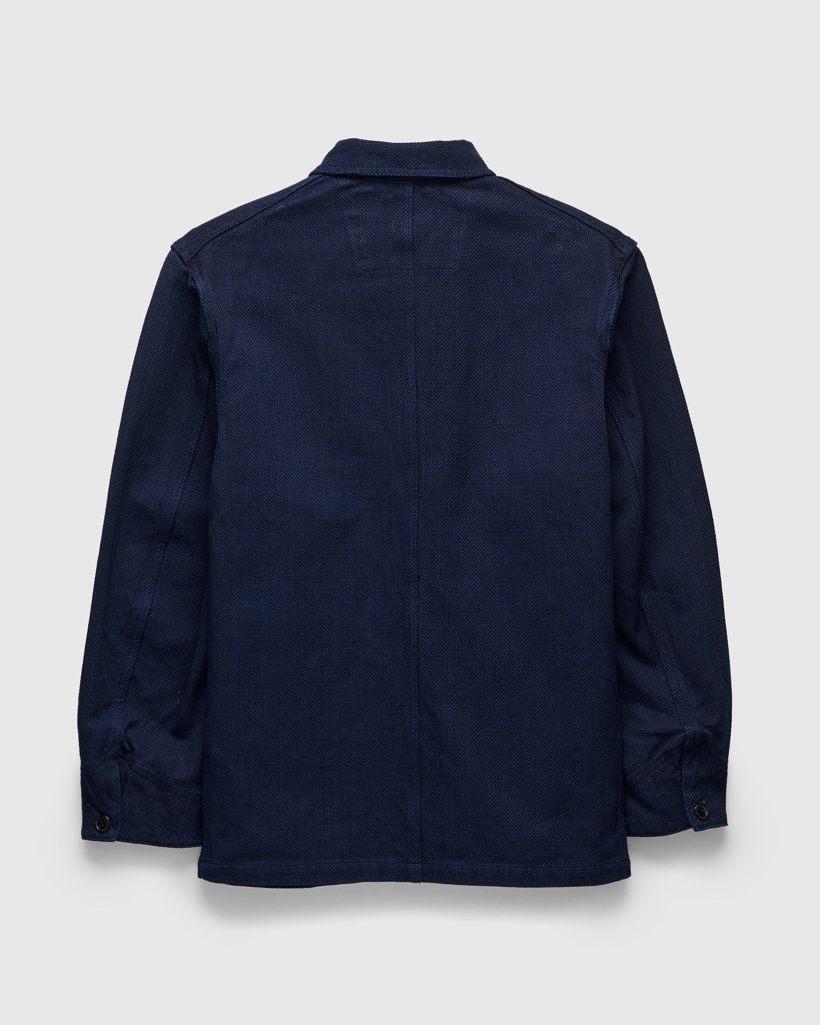 Double Cloth Sashiko Coverall Jacket in Pure Indigo - 2