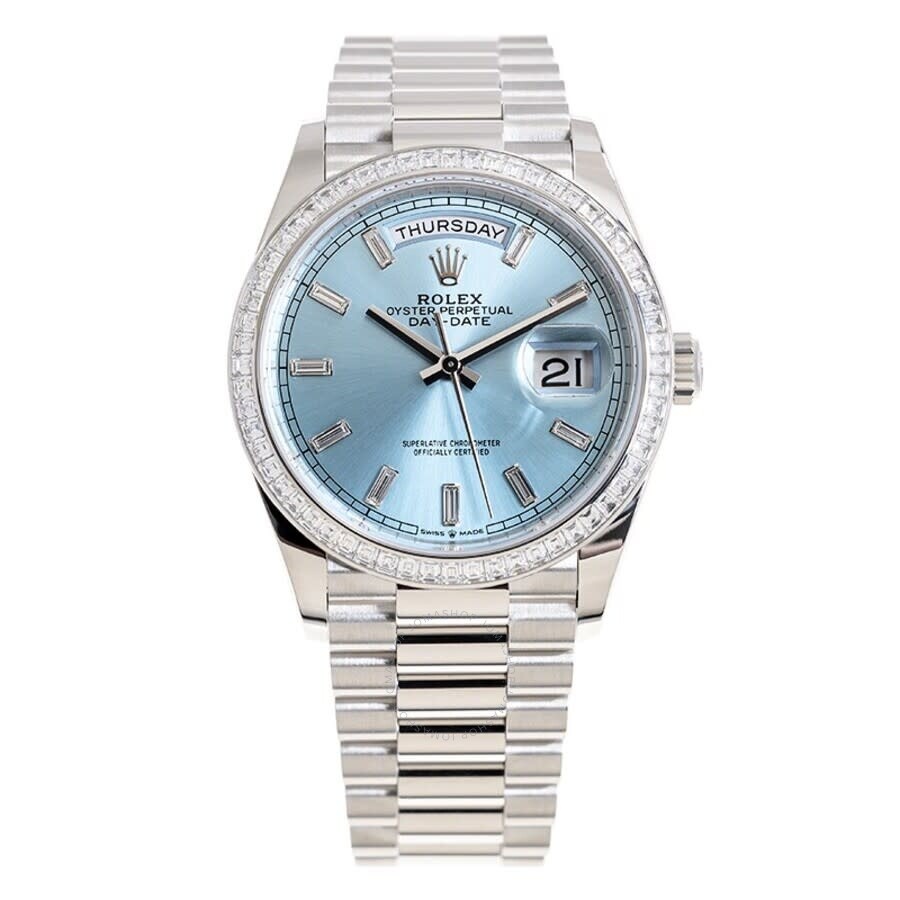 Rolex Day-Date 36 Ice Blue Diamond Dial Automatic Men's Platinum Watch M128396tbr-0003 - 3