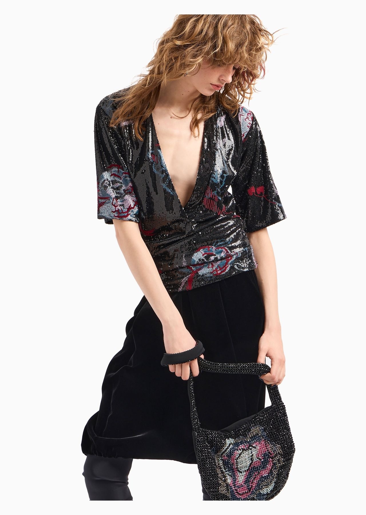 Embroidered V-neck blouse - 6