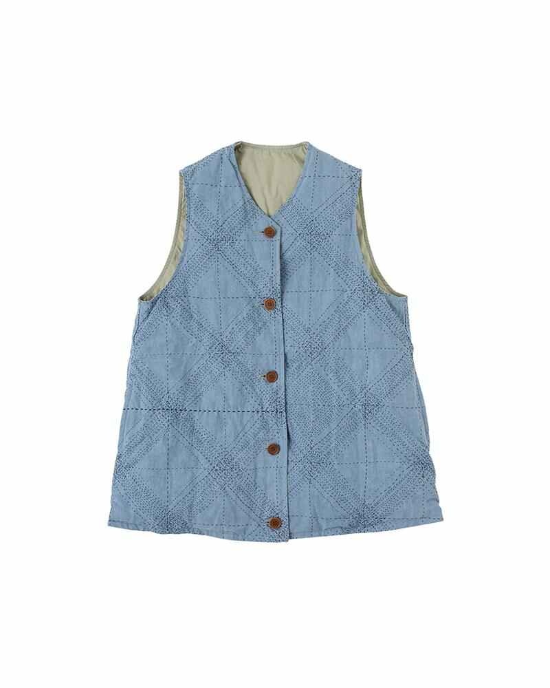 KORA DOWN VEST SASHIKO LT.GREEN - 3