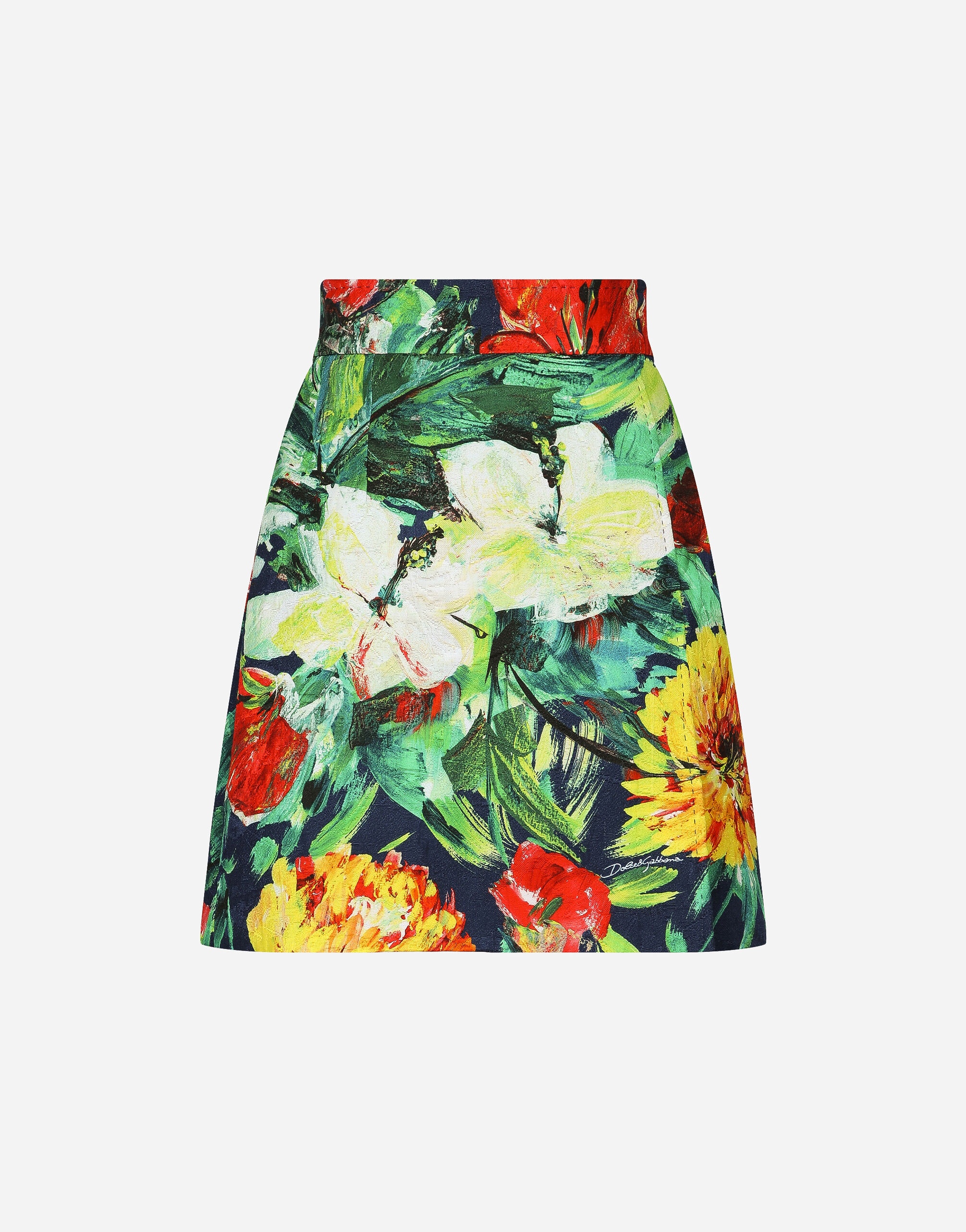 Bloom-print brocade miniskirt - 1