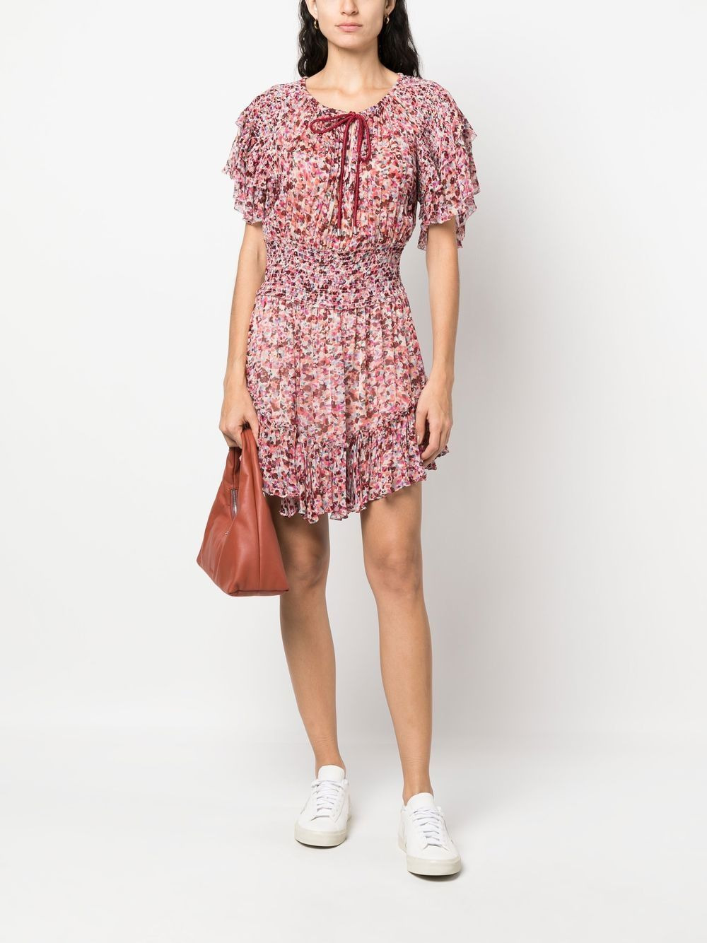 abstract-print shirred-detail dress - 2